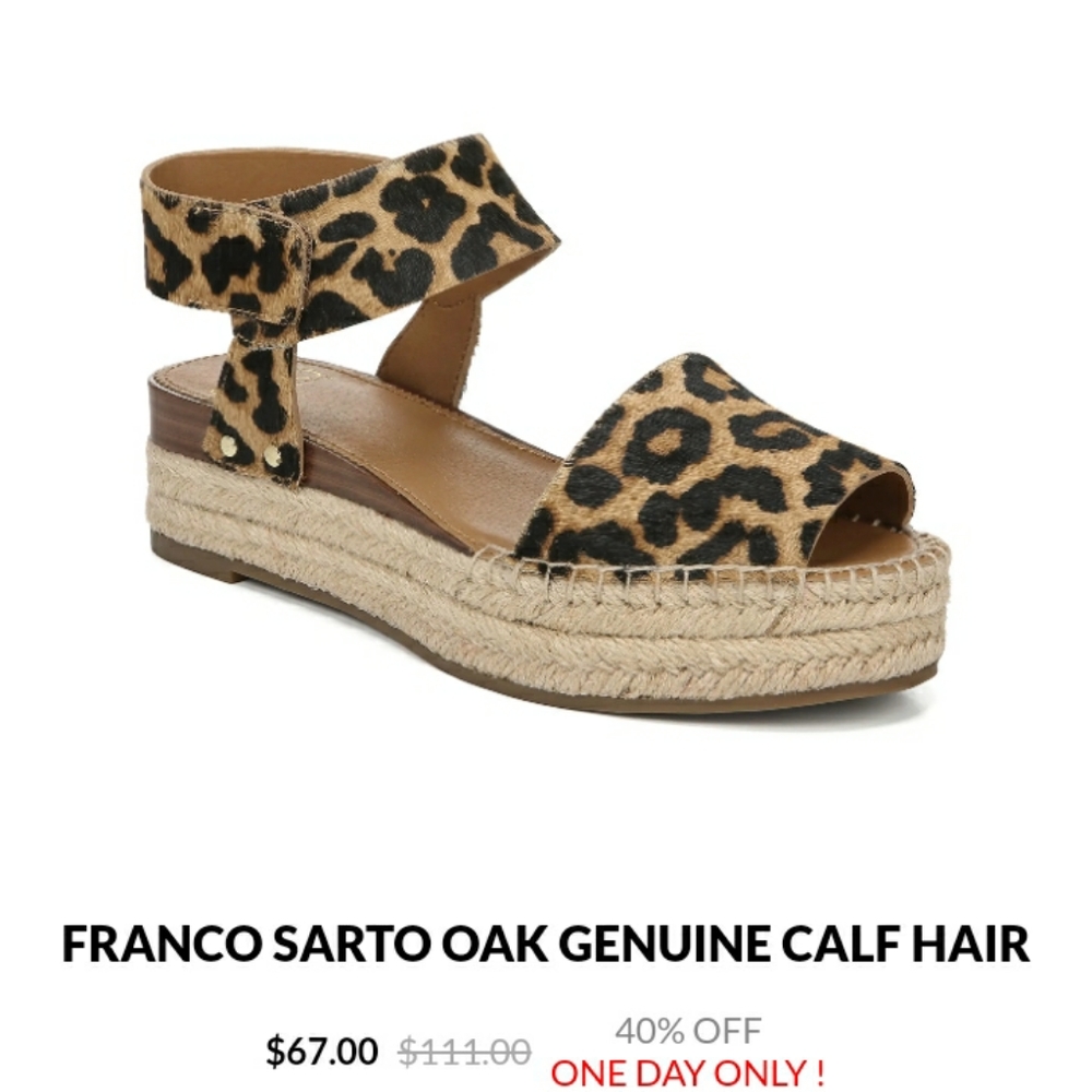 Franco Sarto- leopard espadrilles in calf hair - size 10